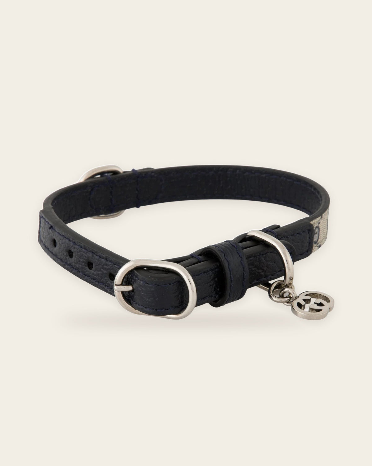 Gucci GG Supreme Dog Collar in navy
