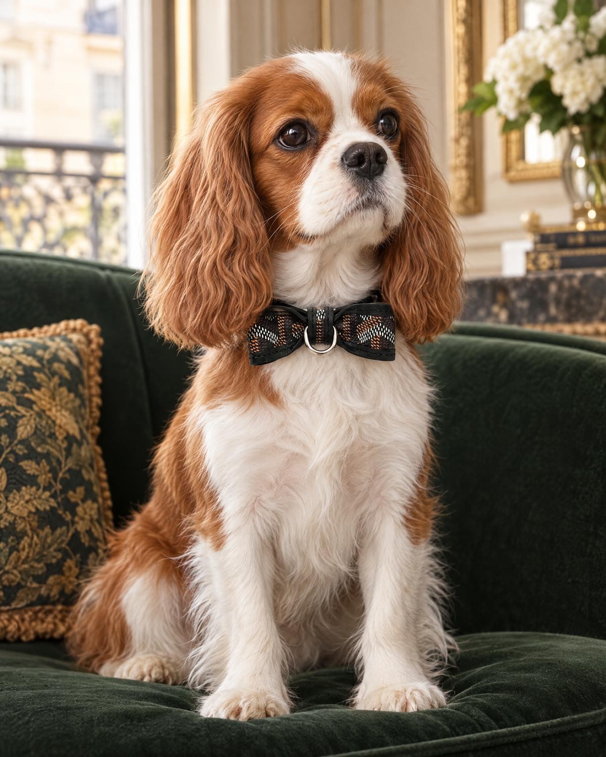 Oscar Collar in black & tan on a Cavalier King Charles spaniel